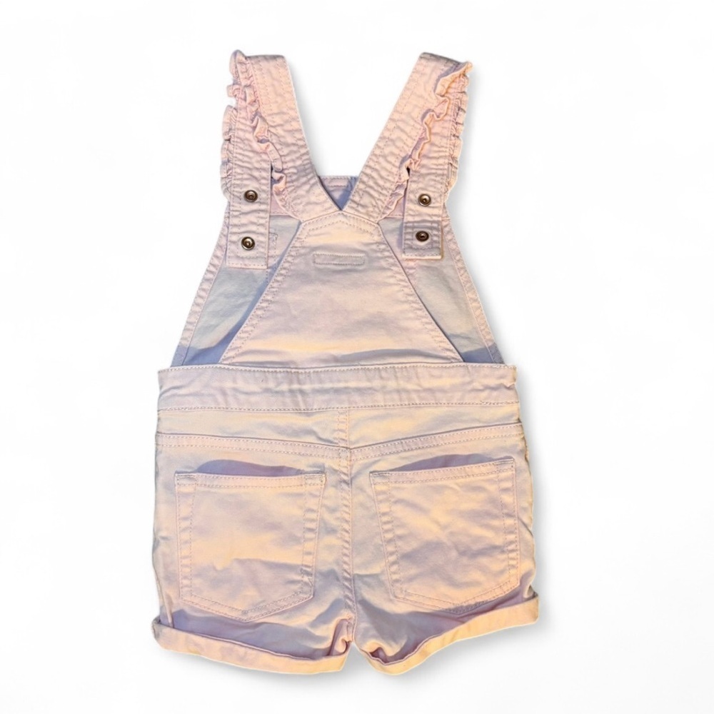 BCBG Pink Overalls 3T Girls Spring Summer Snap Buttons Eyelet Pockets Floral - Picture 4 of 5